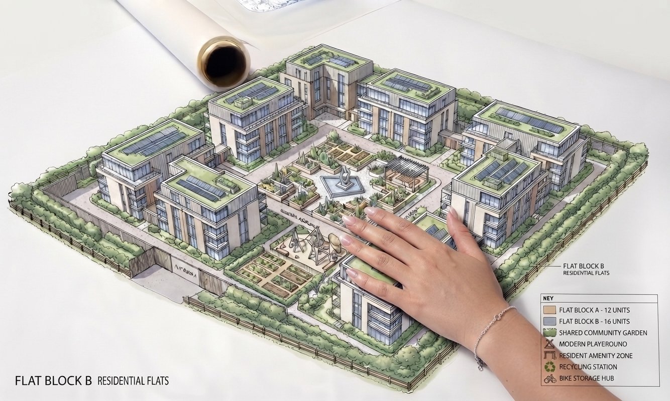 Housing scheme common area landscaping