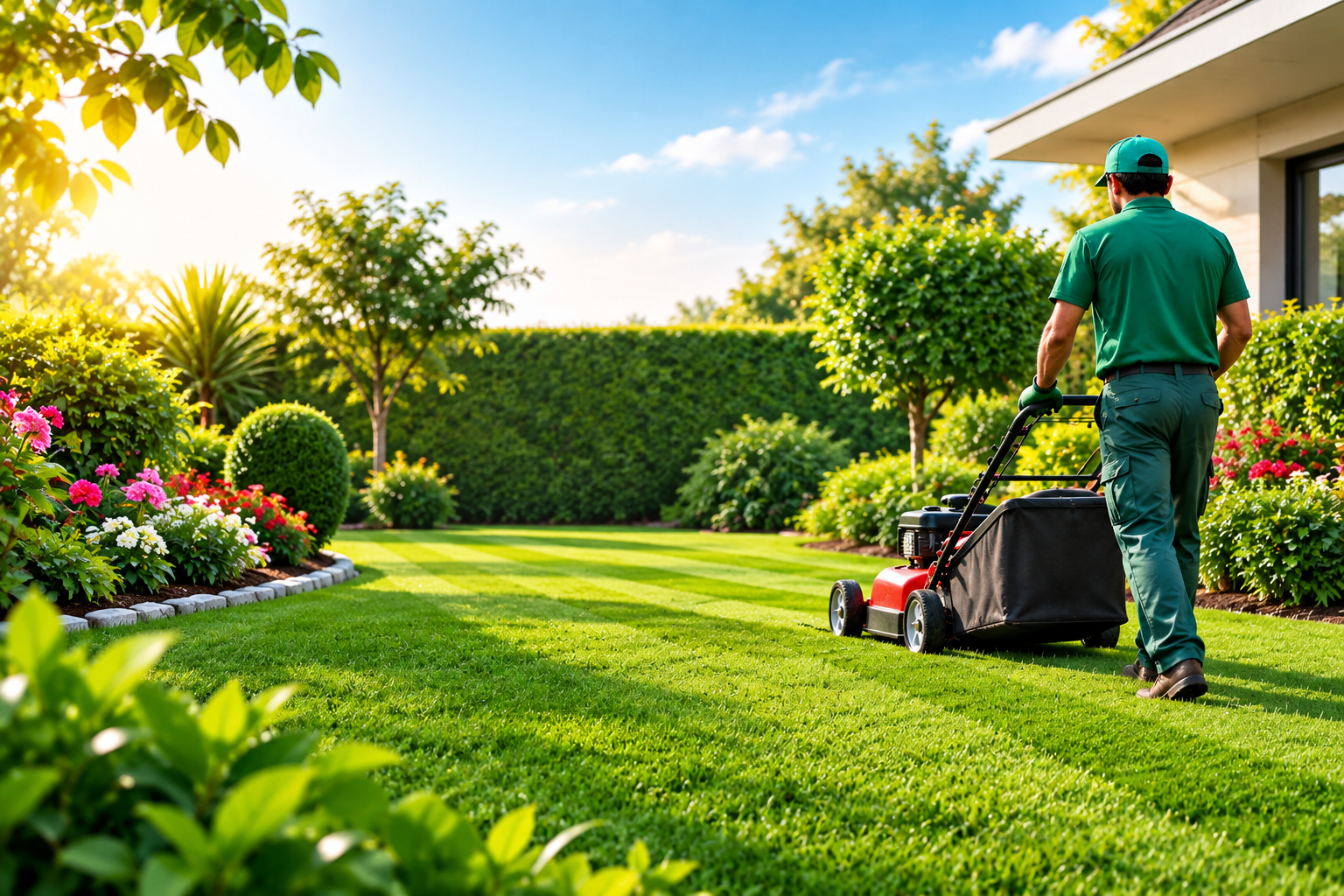 AgroZat team maintaining a lawn